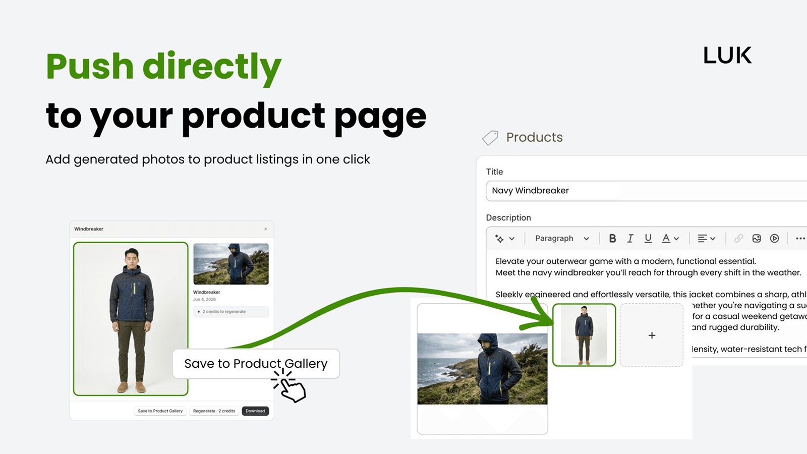 Push directly to your product page in one click